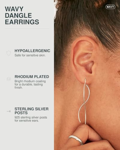 Image of PAVOI 14K Gold Plated Threader Earrings for Women, Statement Chain Earrings | Hypoallergenic Earrings with 925 Sterling Silver Posts, Dangle Chain Threader Earrings Double Piercing