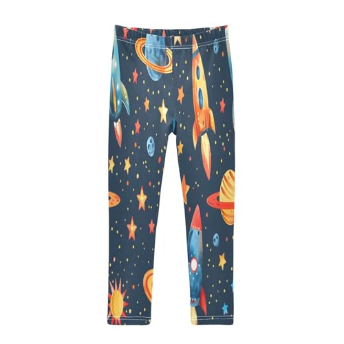 Bolaz Toddler Girls Leggings Printed Yoga Pants Leggings Rockets Stars Planets for Kids
