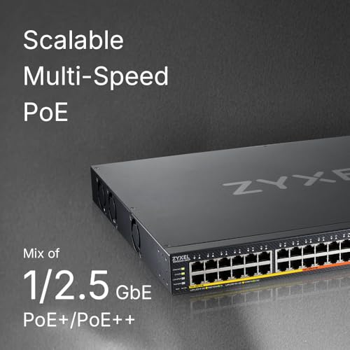 Image of Zyxel 52-Port PoE Switch | 16 x 2.5GbE, 32 x 1GbE PoE++, 4 x 10GbE SFP+ | Cloud Managed Multi-Gig L3 Access Switch | Dual Power AC 960W / DC 2400W [XMG2230-52HP]