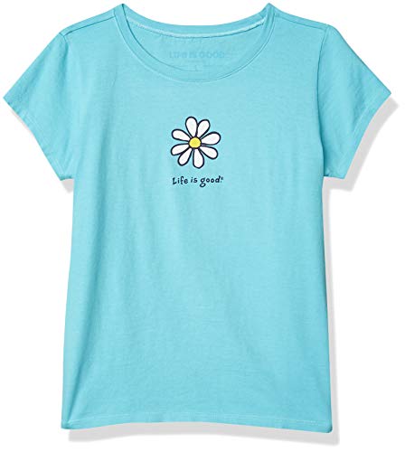 Life is Good Girls Vintage Crusher Graphic T-Shirt, Daisy Coastal Blue, Large