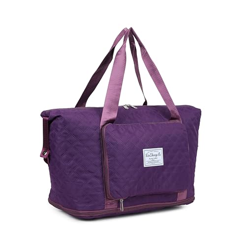 Women's Foldable Wet Dry Separation Handbag Lightweight Waterproof Travel Bags Large Capacity Casual One Shoulder Bags(004-Purple)3