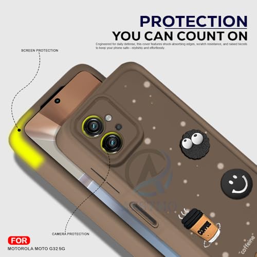 Image of AESTMO Back Case Cover for Moto G32 5G Cover | Cute Fun Cartoon 3D Ball | Coffee Silicone Case | Full Body Protection | Camera Protection Back Cover for Moto G32 5G (Brown)