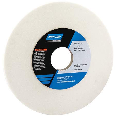 Norton Grinding Wheel, Toolroom Aluminum Oxide Type 01 6 Inch Wheel, 80 Grit, Pack of 1