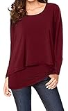 Upopby Women's Casual T-Shirt Long Sleeve Tunic Tops Batwing Layered Round Neck Loose Blouse Plus...