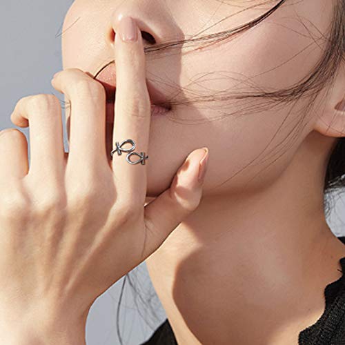 Jewmon Adjustable Egyptian Ankh Ring for Women Gold Plated Over 925 Sterling Silver Ankh Cross Ring Ancient Ankh Key of Life Open Band Ring Protection Symbol Amulet Jewelry Christmas Gifts for Women2