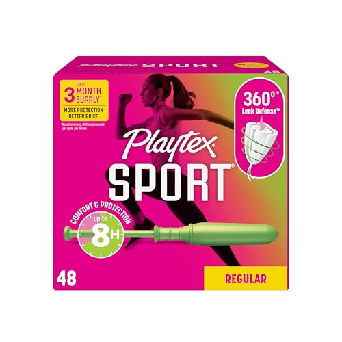 Playtex Sport Tampons Regular Absorbency, Fragrance-Free - 48ct | Regular Tampons for Women,...