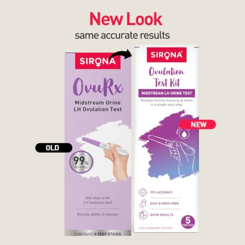 Image of Sirona OvuRx Midstream Urine LH Ovulation Test Kit for Women (Pack of 5) | Pregnancy Planning & Fertility Test | Rapid & Accurate Results in 5 Mins | Single Step Ovulation Kit Pack for Home