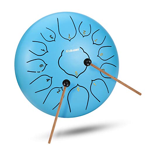 12 Inch 13 Note Steel Tongue Drum Percussion Instrument Lotus Hand Pan Drum with Drum Mallets Carry Bag