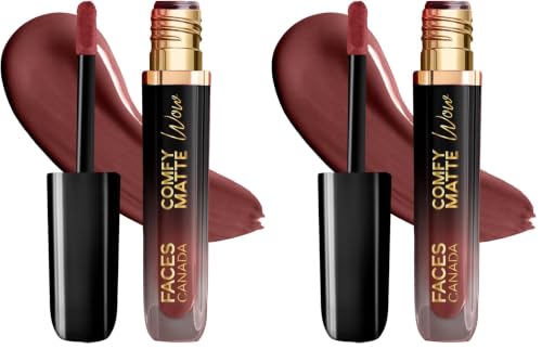 Image of FACES CANADA Comfy Matte Wow Liquid Lipstick - Cocoa Crush 07 (Brown) 3.8ml | One Swipe Application | Highly Pigmented | Comfortable Wear | Glides Smoothly | Long Lasting | Transferproof, Smudgeproof & Waterproof