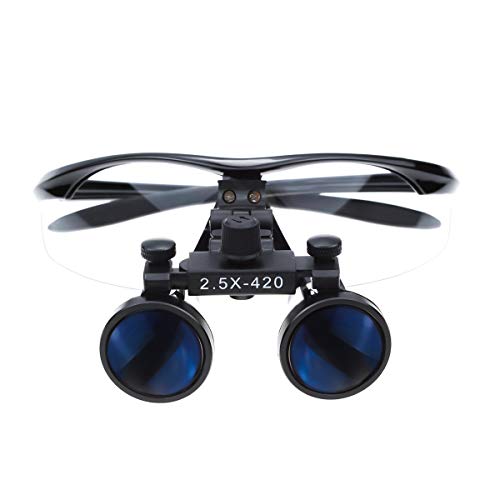 2.5X Portable Binocular Loupes 420mm Working Distance Optical Glasses (Black)