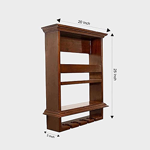 Image of CRAFT D ARTS Wall Hanging Design Bar| bar Cabinet for Home | bar Cabinet Design|bar Cabinet Accessories | bar Cabinet for Home bar | - Walnut Finish (25 /20 Inch)