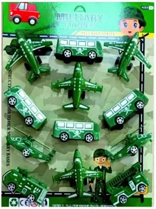 Beany Police Play Vehicles Set Toys for Kids Pull Back Car Toys for Boys Kids 2 Helicopters 6 Police Super Trucks 2 Super Bike 2 Marines (RED) Pack of 12 (Military Play Set)