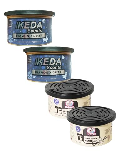 ikeda perfume Lot de 4 boîtes de désodorisant pour voiture, élimination automatique des odeurs pour voiture, jusqu'à 60 jours de fraîcheur, également pour la maison (vanille glacée, 4 pièces) ikeda perfume Lot de 4 boîtes de désodorisant pour voiture, élimination automatique des odeurs pour voiture, jusqu'à 60 jours de fraîcheur, également pour la maison (vanille glacée, 4 pièces)