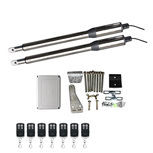 Abridor automático de puerta oscilante de doble brazo de 300 kg, accionamiento por motor, abridor de puerta oscilante para control de acceso y seguridad del hogar (7 mandos a distancia)