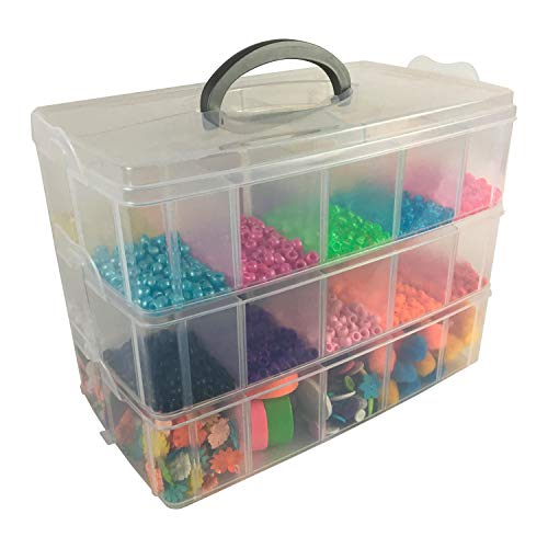 Craft Storage Box Deluxe, Three Tier Craft Storage Box | Stackable Storage Bins for Art Supplies, Craft Supplies, Jewelry, Tools, Seeds, Sewing Supplies, and More