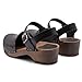 Sandgrens Handmade Swedish Wood Clogs for Women, Low Heel Sandal US 8-8.5 | Milan Black Veg Tan DK, EU 39