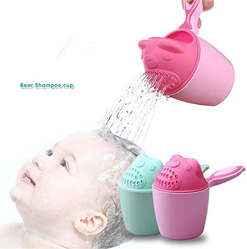 Riveda Baby Dippers Bath Rinse Cup Shampoo Rinser Shower Sprinkler Spoon Bathroom Accessories for Baby Tub Wash Cups Shampoo Rinser with Handle (2PCS)