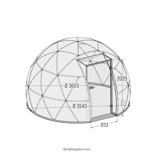 HOME DELUXE - Iglu Arctic- ⌀ 354 cm, Höhe 231 cm, 9,1 m² Wohnfläche I Glas Iglu, Gartenkuppel, GEO