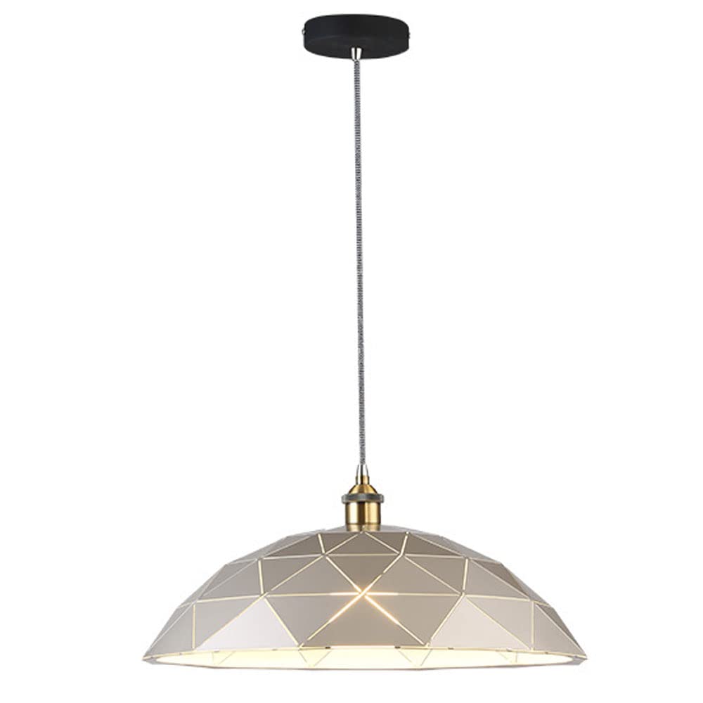 LYMSXAZOU Nordic Minimalist Industrial Pendant Lamp - Adjustable Chandelier Light Fixture for Kitchen, Dining, Bar, and Living Room(Silver,15.7in)