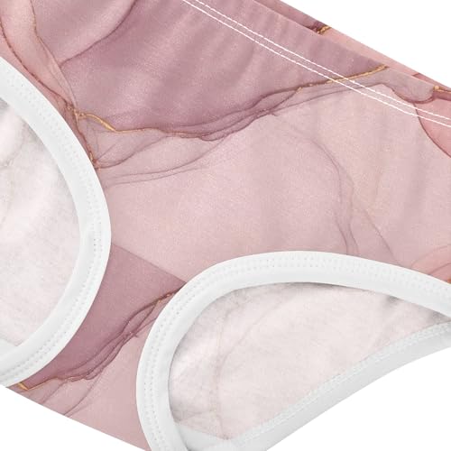 Personalized Toddler Underwear Floral 2t Cotton Panties for Girl Soft Pink Marble Gold Veins Briefs Girls Undies4