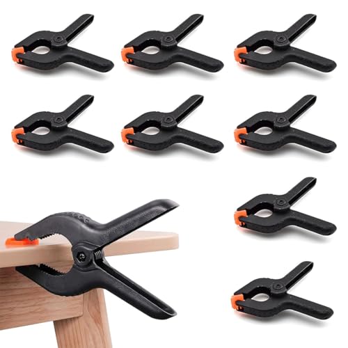 MEXRUMI 8 Pièces Pinces À Ressort 2 Pouces Pinces Pince A Ressort Plastique Pince De Serrage Serre Joint Nylon Clips Pour Travaux Du Bois Et Studio De Photographie (Noir)