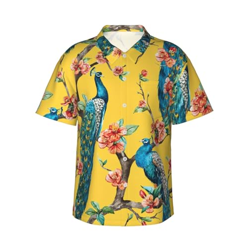 Chemise hawaïenne homme imprimé paon en textile léger de qualité supérieure