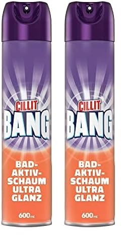 CILLIT BANG Aktivschaum Seifenreste & Glanz – Ultra effektiver Schaumreiniger für Dusche und Bad – Reinigung ohne Nachwischen – 1 x 600 ml (Packung mit 2)