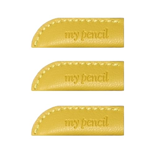 Image of Leather Pencil Cap (3 Pack), Handmade, School & Office Essentials, Pencil Cover, Protector, case, Accessories, 6 Colors (Yellow)