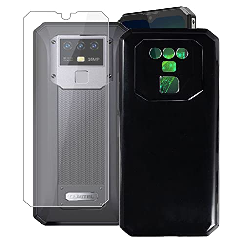 KJYF Protective Case Black Bumper TPU Cover + Screen Protector for Oukitel K15 Plus (6.52 Inches) Tempered Glass Film + Silicone Shell Mobile Phone Case Black