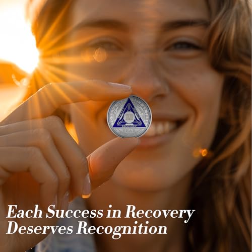 Image of Recovery Triangle 43 Year Sobriety Coin - Silver Roman Numeral NA AA Coins - 1-65 Prime NA /HA /AA Chips and Medallions - Narcotics Alcoholics Anonymous Sober Gifts for Men Women