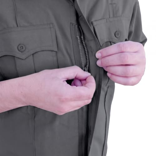 Image of First Class 100% Polyester Short & Long Sleeve Zippered Uniform Shirt 4 Pocket Hidden, Law Enforcement BDU Zipper Closure.