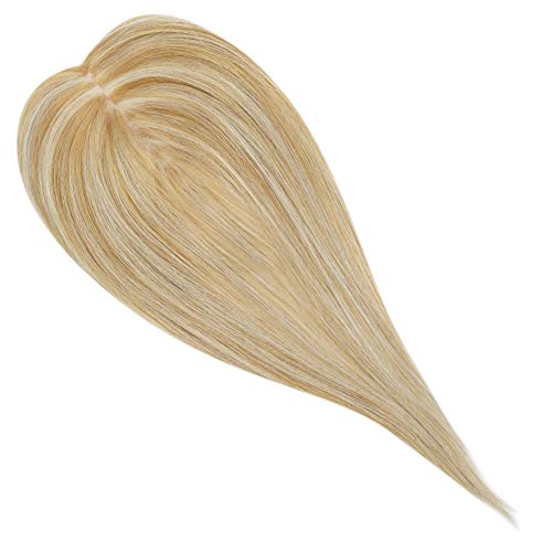 Ugeat Hair Toppers Human Hair 8inch Toupee Hair Piece for Women 5inch5inch Hair Piece Real Hair 100% Real Human Hair Blonde #14 Highlight Blonde #613