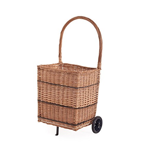 e-wicker24 - Cesta para leña de chimenea con ruedas (mimbre, semicircular, para guardar leña, cesta de la compra, sin inserto de tela)