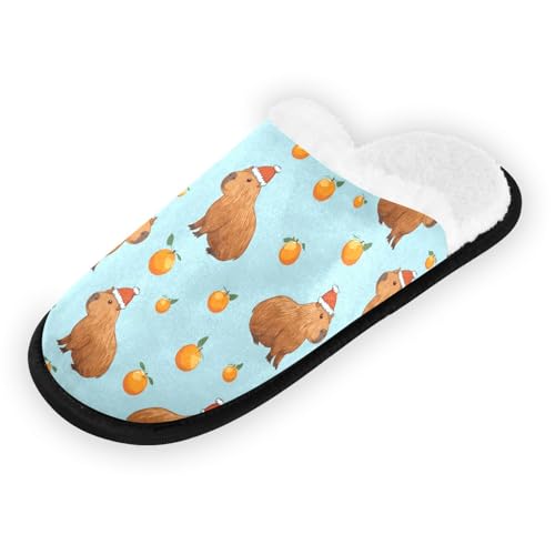 Orange Christmas Capibara Slippers For Women Men Soft Memory Foam Non-Slip Animal Winter Indoor House Shoes Travel Slipper2