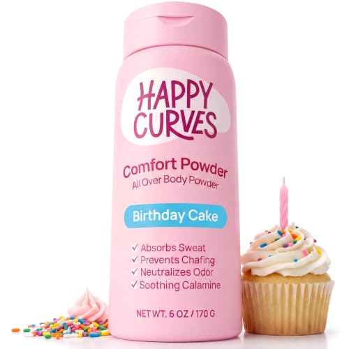 HAPPY CURVES Talc-Free Anti-Chafe Deodorant Body Dusting Powder for Women