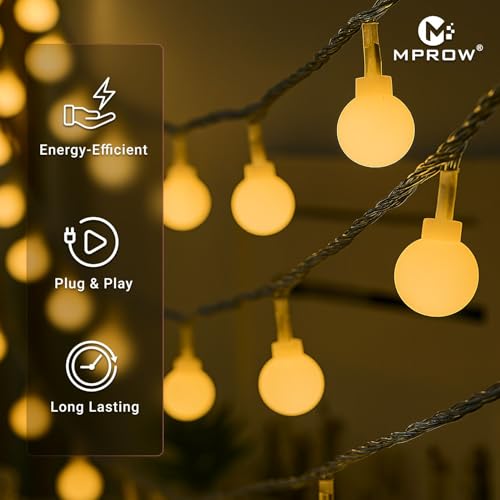 Image of MPROW Yellow-Color LED Berry Ball String Lights for Decoration (Set of 1) - Water Resistant Decorative Fairy Lights for Diwali, Christmas, Wedding & Home Decor - Festive Ambiance Smart Lighting