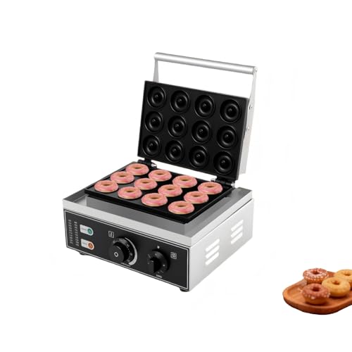 Doughnut Maker, 1550W Commercial Doughnut Machine with Non-Stick Plates, 12-Holes Donut Maker Machine for Homemade Mini Donuts Perfect for Family Breakfast, Parties, Kids & Home Bakers