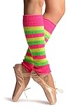 Einheitsgroesse (37 cm) LissKiss Yellow, Green & Pink Neon Stripes Dance/Ballet Leg or Arm Warmers - Mehrfarbig Beinw?rmer, Einheitsgroesse (37 cm)