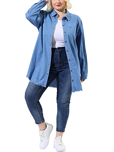 Agnes Orinda Plus Size Shirts for Women Chambray Top Button Down Denim Shirts Tops 20252