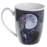 Qualitätsprodukt Tassen und Tassen Tasse Tasse Frühstück aus Keramik Design Katze schwarz und Eule in Mondlicht