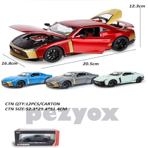 Image of Diecast GT R-50Toy Car 1:24 Scale Model,Pull Back Vehicles Alloy Simulation Supercar with Lights and Sound Also for Car Dashboard,Kids,Adult (Green)