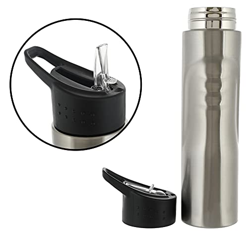 Image of Heart Home Stainless Steel BPA Free Drinking Bottle, Leakproof Gym Bottle, Ideal for Sports, Bike, Running, Hiking With Lid Sipper, 700ml-Pack of 2 (Silver)