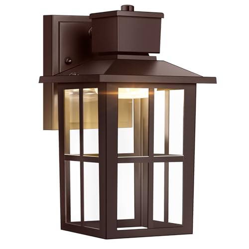 Image of Brightever Outdoor Wall Light Fixture, LED Exterior Wall Lantern Waterproof, 10W 800LM High Brightness, 3000K /4000K /6500K Selectable Brown Patio Wall Lights for House 1 Pack