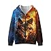 Yruonazao Fire Wolf Hoodie for Boys Sweatshirts Full Zip 6-7 Graphic Sweatshirt for Boys Hoodies with Pockets Kids Long Sleeve Shirts Casual Hoodies Tops for All Seasons Workout Playwear