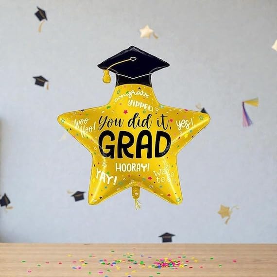 Image of Atpata Funky Happy Graduation Foil Balloons for Graduation Convocation Commencement Ceremony (Grad Star Set)