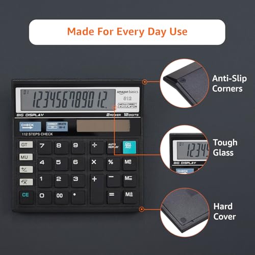 Image of Amazon Basics AB-512 12-Digit Display Basic Calculator(Black)