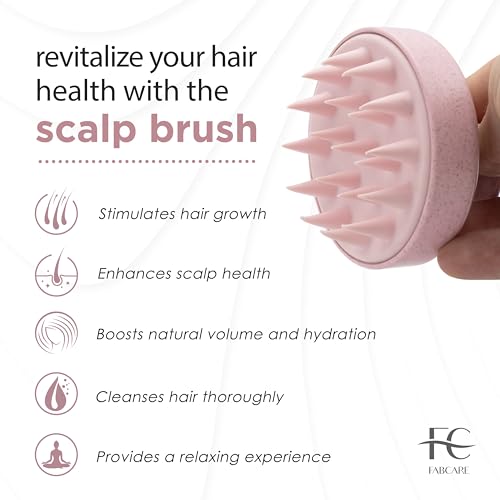 FABCARE Kopfhaut Massagebürste für Haarwachstum und Blutzirkulation, geeignet für alle Haartypen, aus Weizenstroh, ideal für Peeling und trockene Kopfhaut bei nassem oder trockenem Haar (Pink)