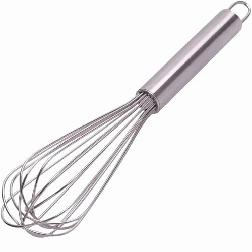 CHEFZOCO Batidor manual, Varillas de batir, Batidor de alambre, Mezclador manual, Batidor de cocina, Batidor de huevos, Apto para Mezclar, Revolver la Masa, Huevos, Longitud 20 cm, Acero inoxidable