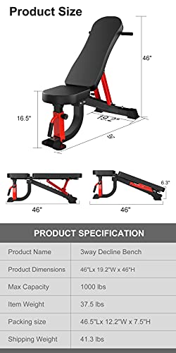 YouTen Adjustable Bench Press for Abs Exercise Like Dragon Flag, Easy Moving Versatility Flat Incline Decline Bench, Weight Capacity Home Gym Equipment Black