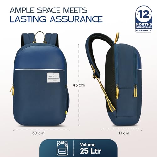 Image of Aristocrat Lava 17 Inch Compatible Laptop Backpack 25L | Premium Durable Fabric | 2 Compartments with Side Bottle Pocket | Padded Backpanel | Office & Travel Backpack for Men & Women